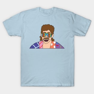 80s mullet and moustache dude wearing  skiing sunglasses T-Shirt